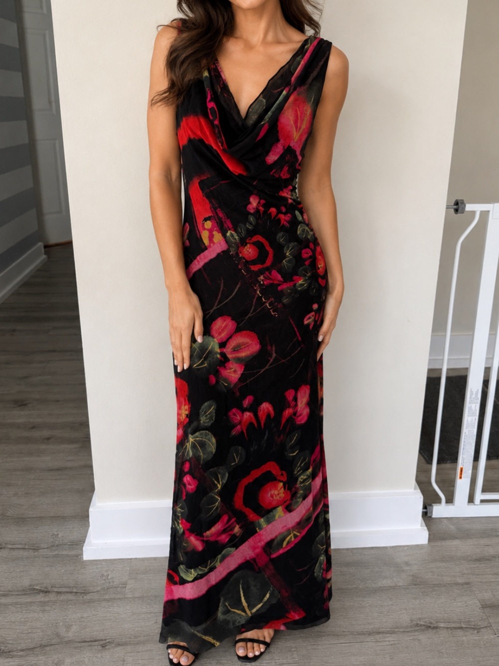 Jean Paul Gaultier Garden Print Tulle Maxi Dress Women’s Medium Floral Mesh